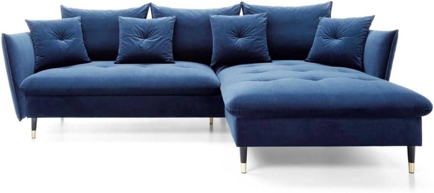 Designer Sofa Louise mit Schlaf- und Klappfunktion Blau rechts Bild 1