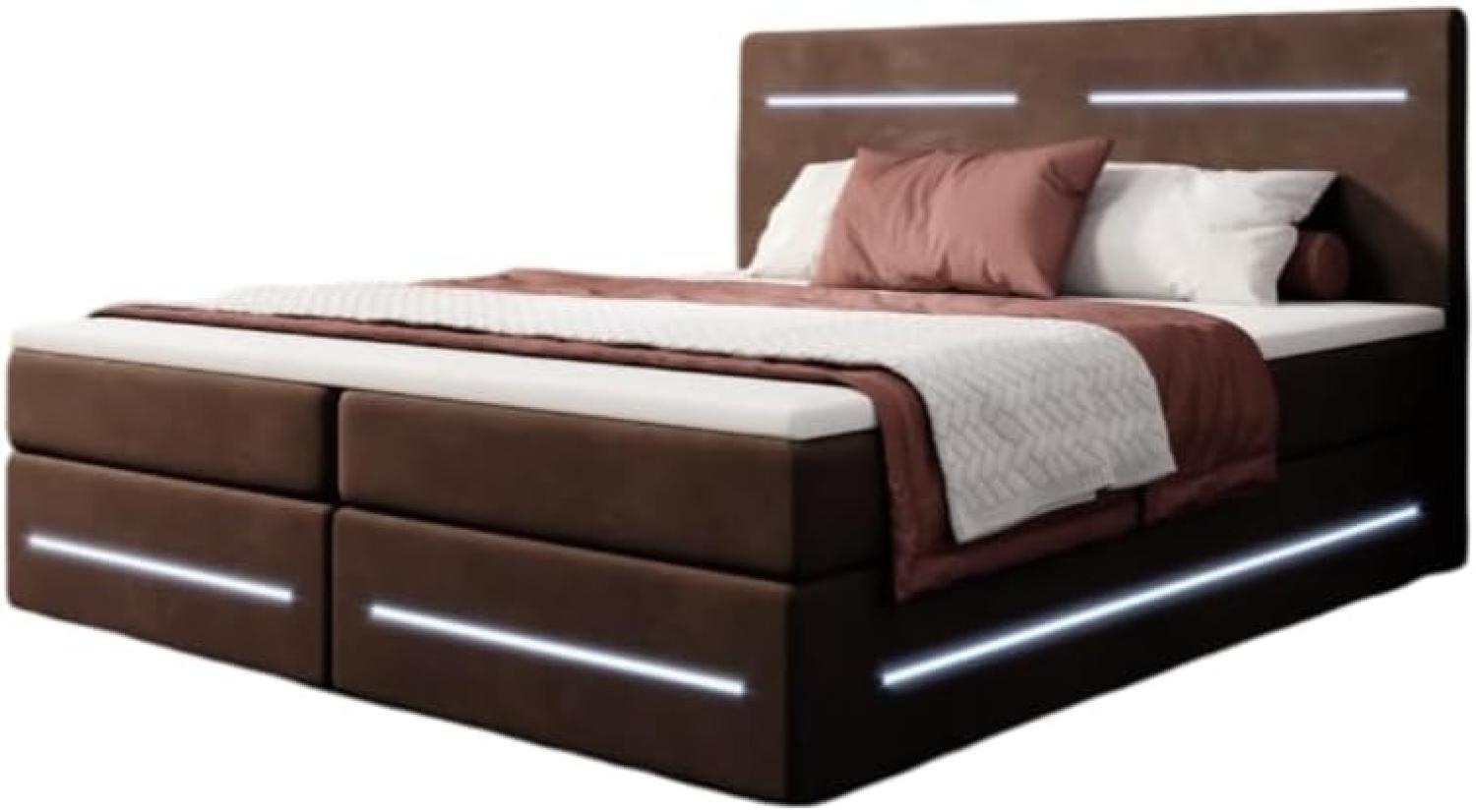 Boxspringbett Lara mit Stauraum und LED (Samt) 200x200 Braun H3 Bild 1