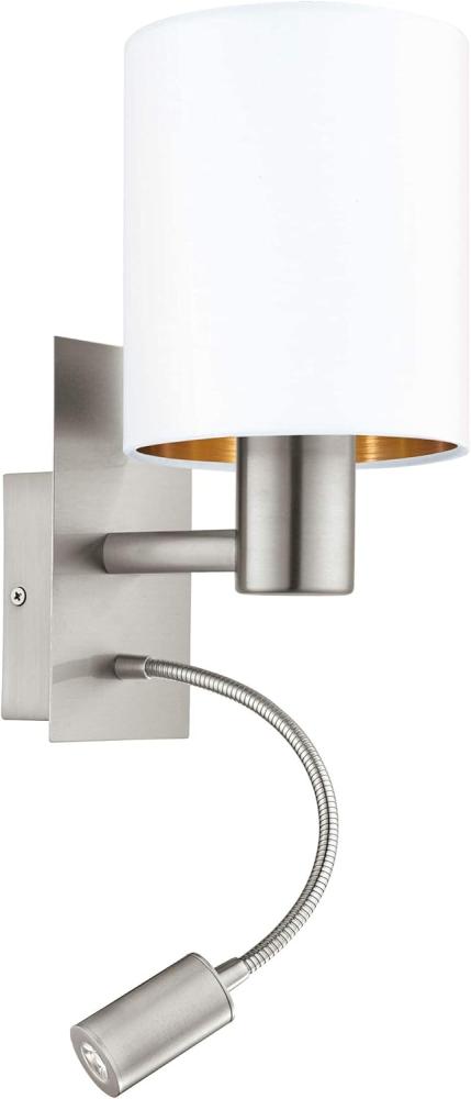 Eglo 96484 Wandleuchte Stofflampe PASTERI L: 15cm in weiß, kupfer mit Wippschalter Bild 1