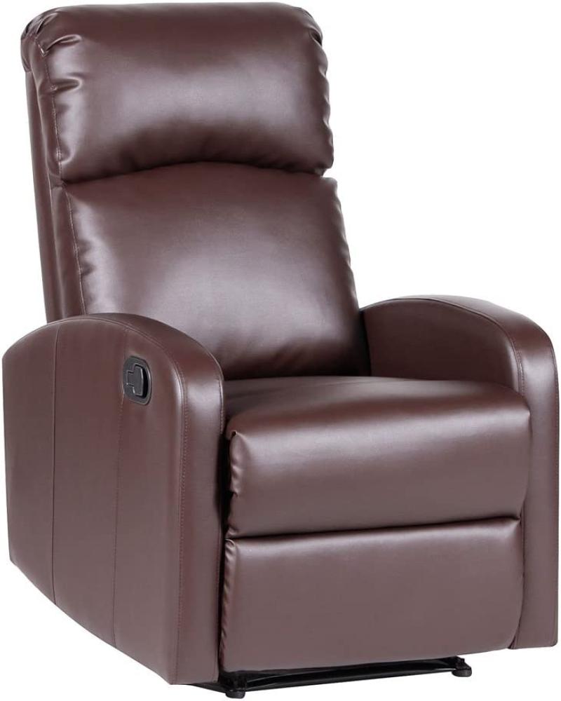 SVITA LEX Relaxsessel Fernsehsessel Ruhesessel mit Verstellbarer Beinablage und Liege-Funktion – Kunstleder Farbwahl (Braun) Bild 1