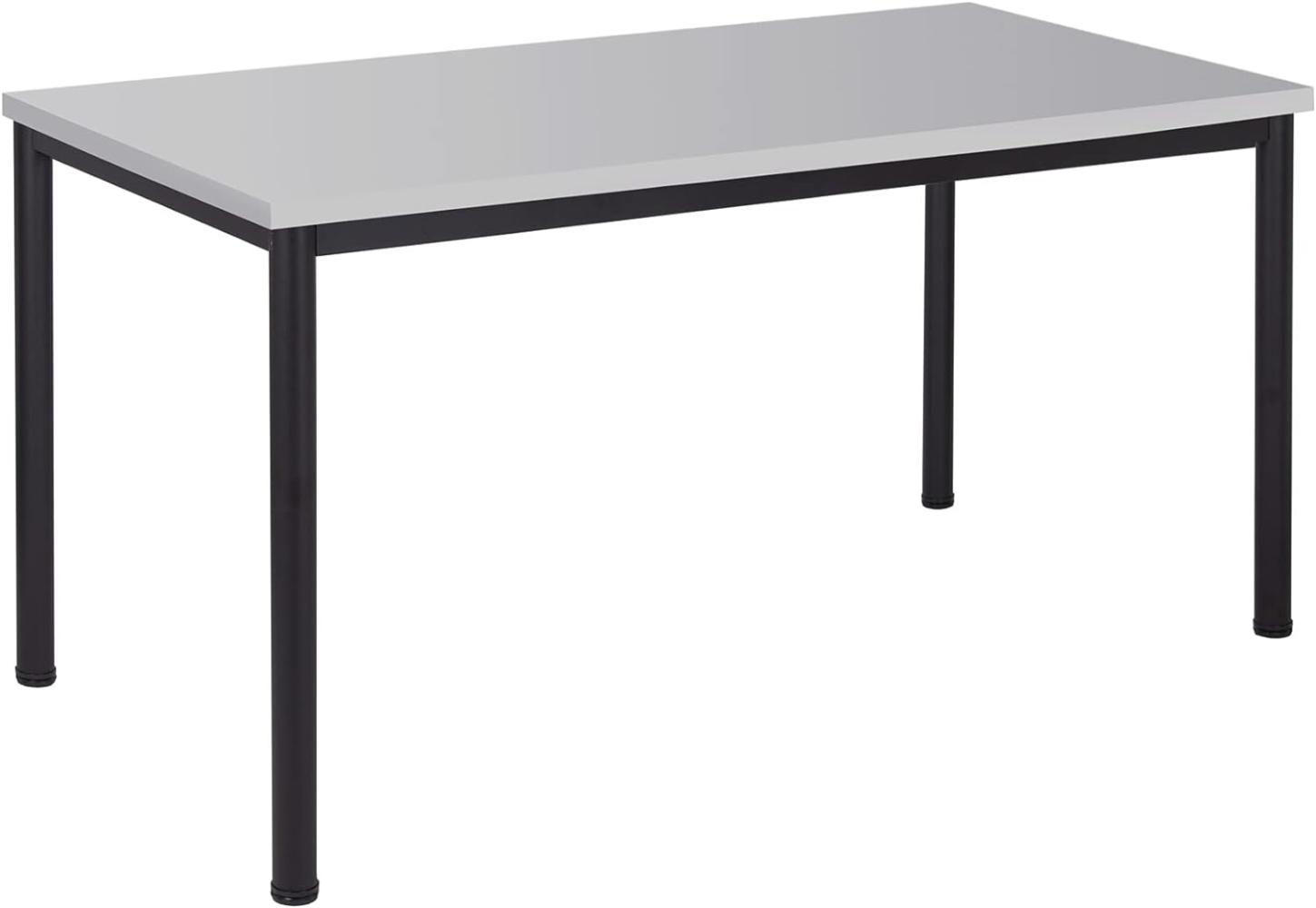 Schreibtisch u. Besprechungstisch mit schwarzem Tischgestell | Konferenztisch Bürotisch Computertisch Mehrzwecktisch Arbeitstisch PC-Tisch Homeoffice-Tisch (lichtgrau, 200 x 80 x 77,5 cm) Bild 1