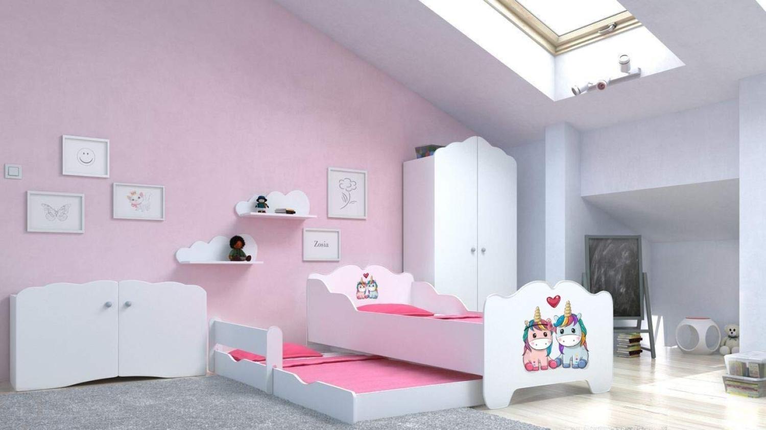 Angelbeds 'Anna' Kinderbett 80x160 cm, Motiv E3, mit Flex-Lattenrost, Schaummatratze und Schubbett Bild 1