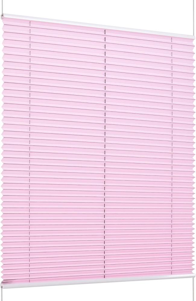 K-Home Klemmfix-Plissee Florida Rosa 50 x 210 cm (B x L) einzigartiges Design mit bezauberndem Lichteffekt Bild 1