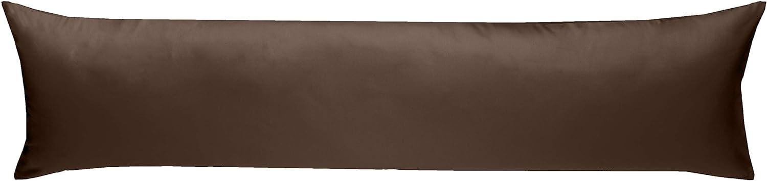 Bettwaesche-mit-Stil Mako-Satin Seitenschläferkissen Bezug aus 100% Baumwolle (Baumwollsatin) Uni/einfarbig (40 cm x 145 cm, Dunkelbraun) Bild 1