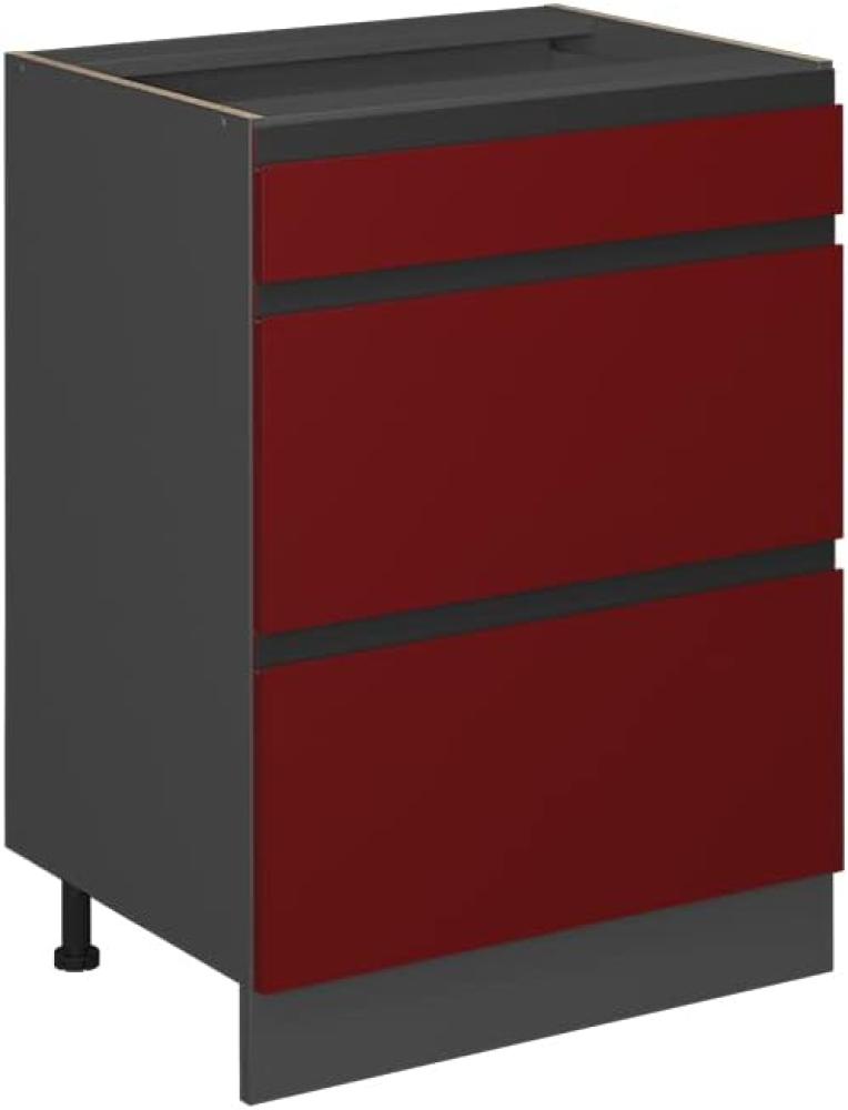 Vicco Schubladenunterschrank Küchenschrank Küchenmöbel R-Line J-Shape 60 cm modern (Anthrazit-Rot) Bild 1