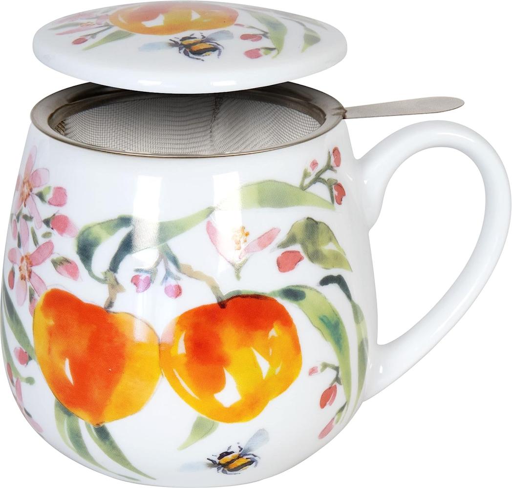 Könitz Tea For You Becher Fruity Tea Peach - Victoria Lowe, Teebecher, mit Sieb und Deckel, Porzellan, 420 ml, 11 5 143 2606 Bild 1