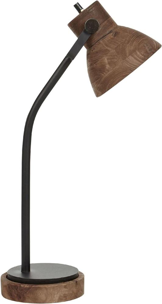 Schreibtischlampe Mango Holz dunkelbraun schwarz 62 cm Glockenform KOLAR Bild 1
