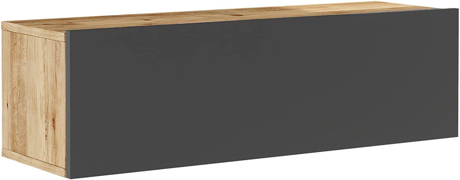 [en. casa] TV Hängeboard Lapinlahti Lowboard Hängeschrank 100 cm TV Board Fernsehtisch Wandregal hängend Eiche rustikal/Anthrazit Bild 1