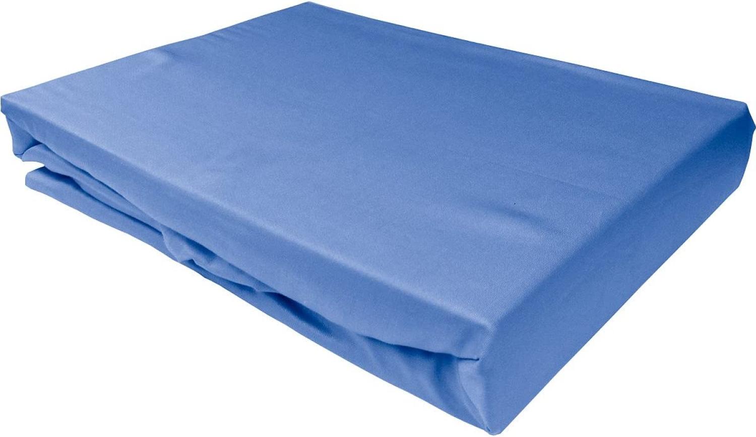 Bettwaesche-mit-Stil Mako-Satin Spannbettlaken hellblau 160x200cm Höhe 21-30cm Bild 1