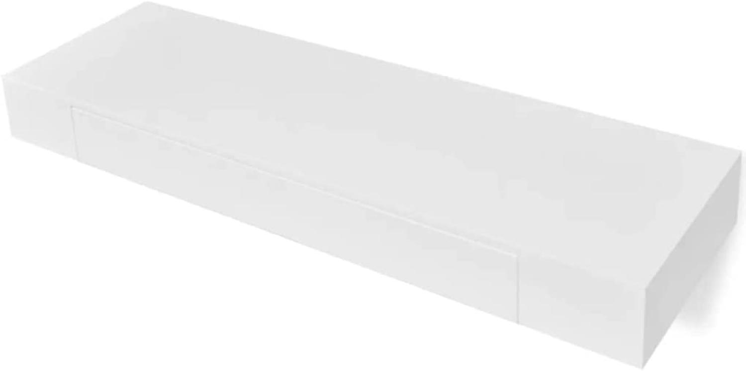 vidaXL Wandregal Hängeregal mit Schubladen 2 Stk. Weiß 80 cm Bild 1