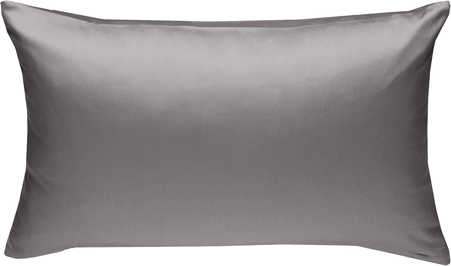 Bettwaesche-mit-Stil Mako-Satin / Baumwollsatin Bettwäsche uni / einfarbig dunkelgrau Kissenbezug 60x80 cm Bild 1