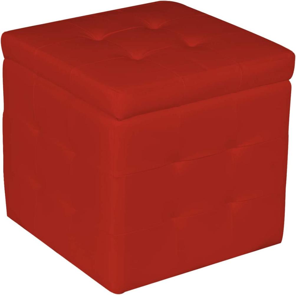 Dmora Pouf-Behälter aus Kunstleder, rote Farbe, 45 x 47 x 45 cm Bild 1