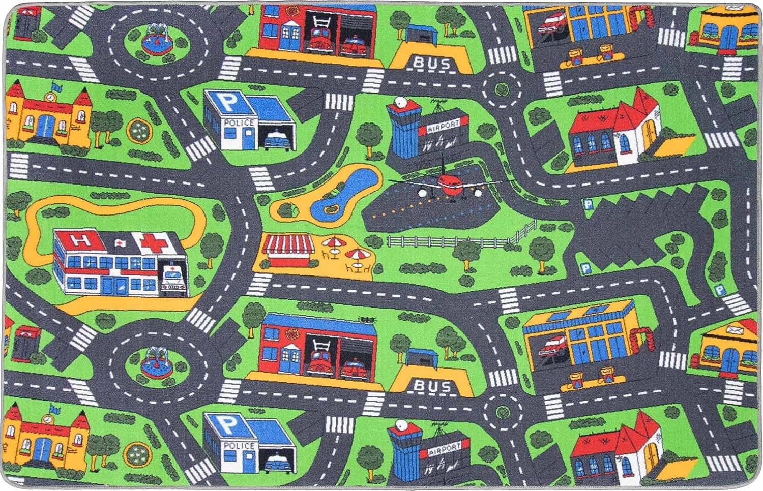 Primaflor Spieleteppich - Robuster Kinderteppich - Hochwertiger Teppich für das Kinderzimmer - Spielmatte Jungen/Mädchen - City - 160x200 cm Bild 1