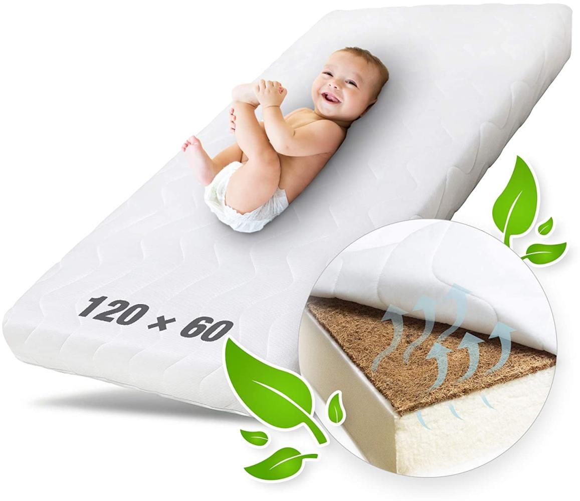 Ehrenkind® Babymatratze Kokos | Babymatratze 60x120cm | Matratze 120x60 mit hochwertigem Schaum, Kokosplatte und Hygienebezug Bild 1