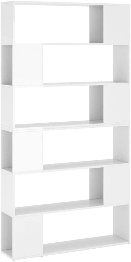 Bücherregal Raumteiler Hochglanz-Weiß 100x24x188 cm Bild 1