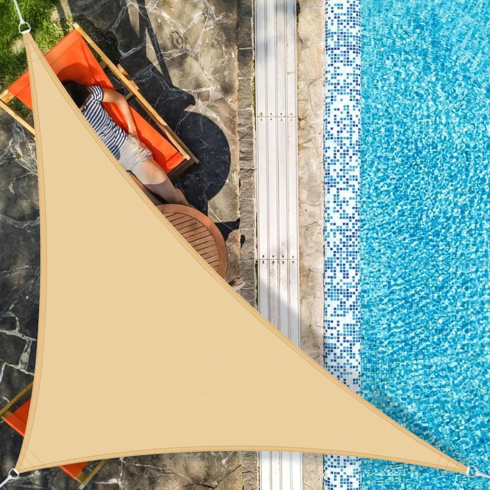 AXT SHADE Sonnensegel Wasserdicht Dreieck Rechtwinklig 4x4x5,65m Wetterschutz Sonnenschutz PES Polyester mit UV Schutz für Terrasse Balkon Garten-Sand(Wir Machen Sondergrößen) Bild 1
