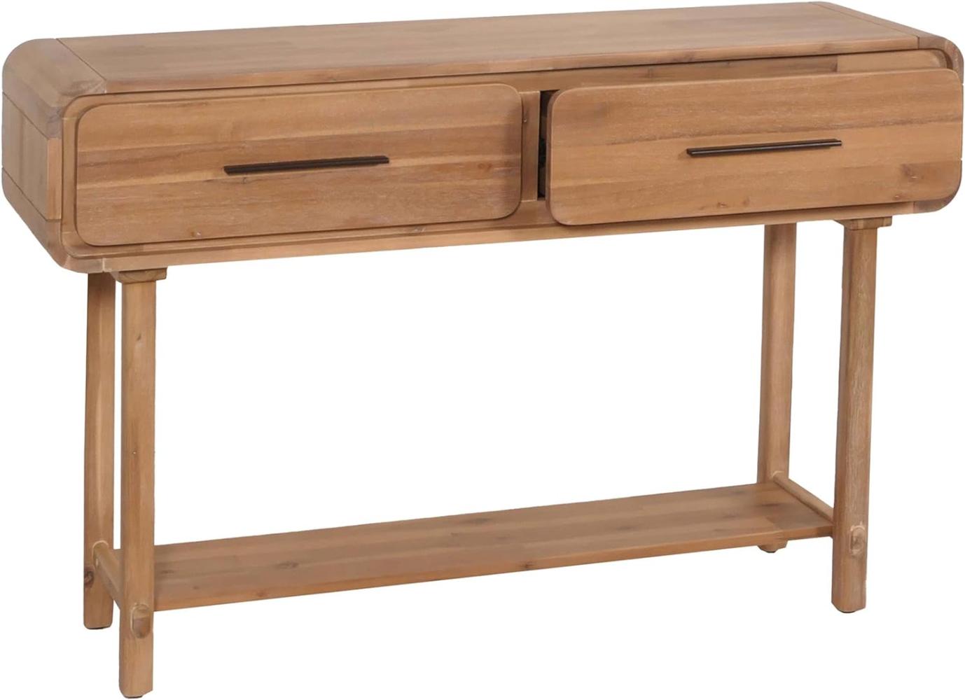 Konsolentisch HWC-M47, Telefontisch Beistelltisch Ablagetisch, Schublade, Akazie Massiv-Holz gebeizt 80x120x35cm 22kg Bild 1