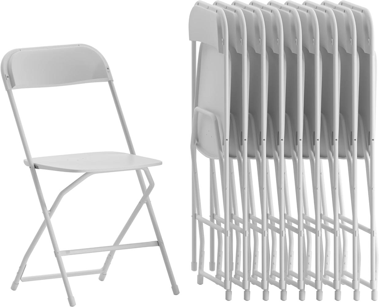 Flash Furniture Klappstuhl HERCULES aus Kunststoff – Leichter Stuhl zum Klappen für Gäste oder Veranstaltungen – Praktischer Küchenstuhl auch für draußen geeignet – 10er-Set – Weiß Bild 1