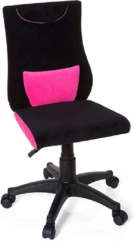 hjh OFFICE 670490 Kinderschreibtischstuhl KIDDY PRO Stoff Schwarz/Pink ergonomischer Jugend-Drehstuhl, höhenverstellbar Bild 1