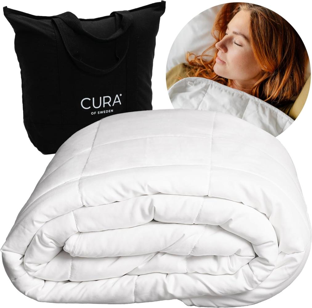 CURA Pearl Classic Gewichtsdecke 150x210 5kg - Anti Stress Therapiedecke - Schwere Decke für tiefen Schlaf und bessere Erholung - Schwere Bettdecke aus 100% Baumwolle - Heavy Weighted Blanket Bild 1