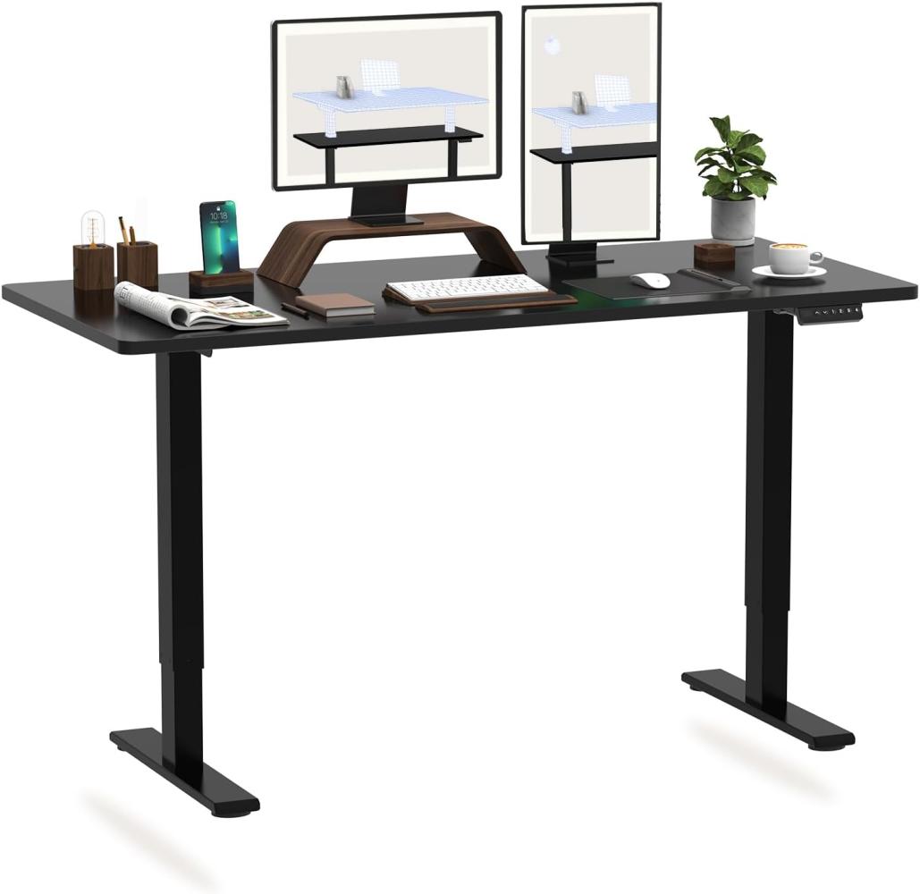 Flexispot Hemera Elektrisch Höhenverstellbarer Schreibtisch mit Tischplatte. Mit Memory-Steuerung und Softstart/-Stop& integriertes Anti-Kollisionssystem (160 x 80 cm, Schwarz) Bild 1