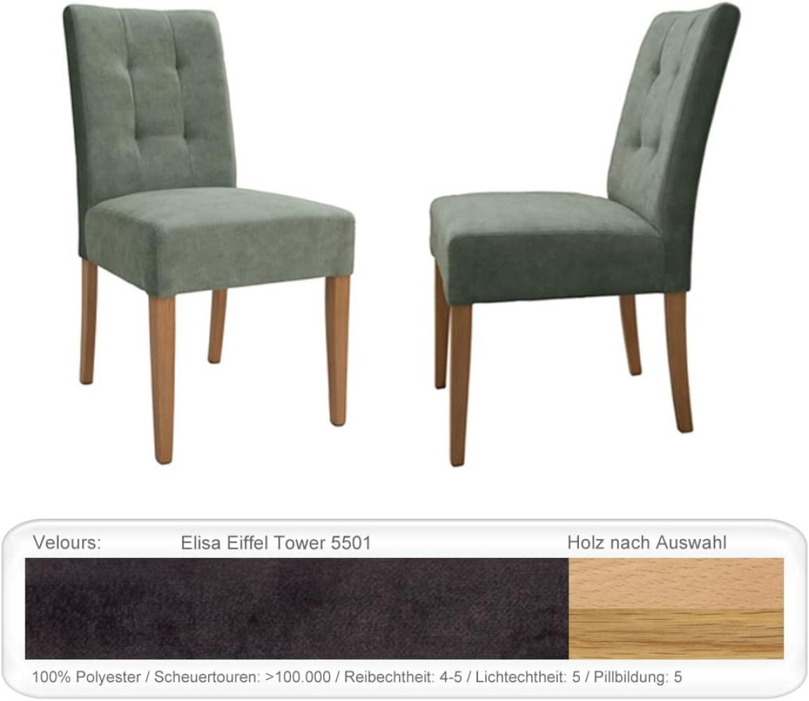 6x Stuhl Agnes 1 ohne Griff Varianten Polsterstuhl Massivholzstuhl Eiche natur lackiert, Elisa Eiffel Tower Bild 1