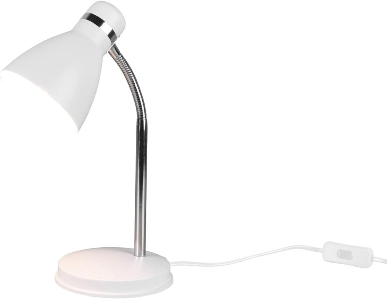LED Schreibtischleuchte flexibel, Chrom & Metallschirm Weiß, 33cm Bild 1