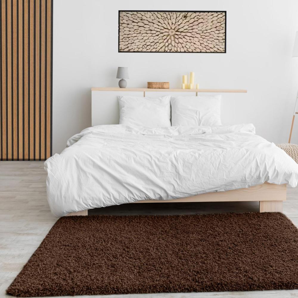 VIMODA Prime Shaggy Hochflor Langflor Teppich Einfarbig Modern Braun, Maße:300x400 cm Bild 1