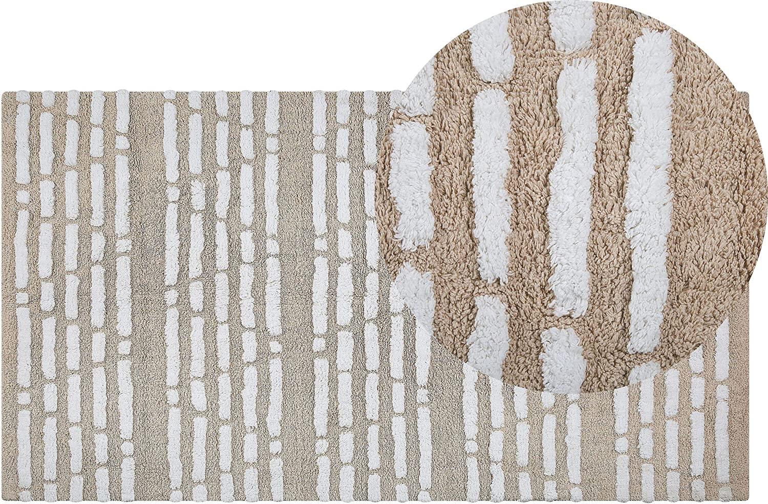 Teppich Baumwolle beige 120 x 180 cm Kurzflor AHIRLI Bild 1