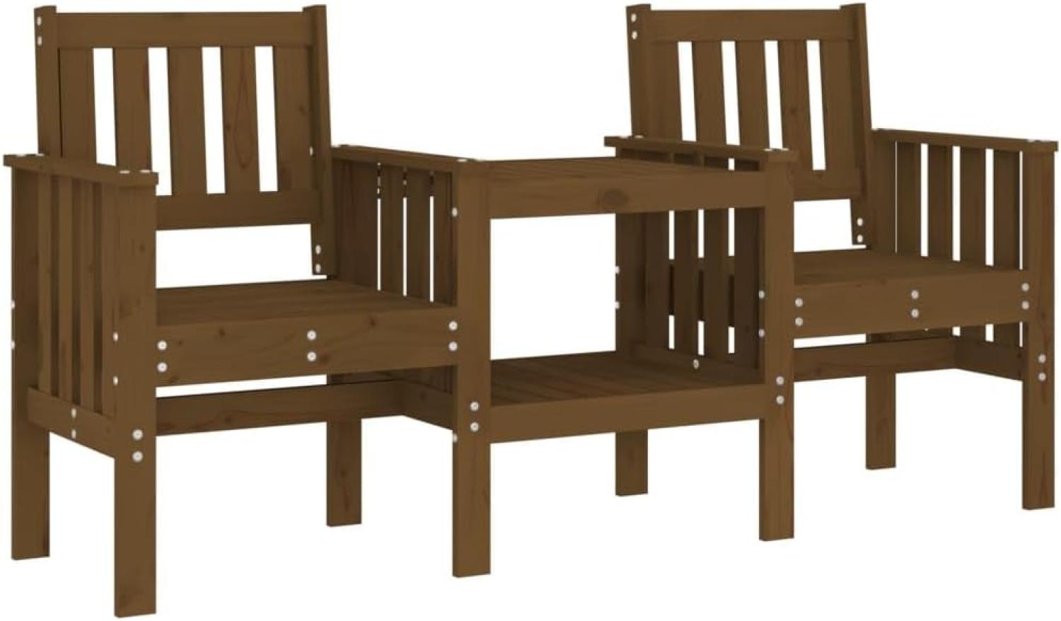 vidaXL Gartenbank mit Tisch 2-Sitzer Honigbraun Massivholz Kiefer Bild 1