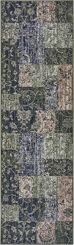 Kurzflor Teppich Kirie Grün - 80x250x0,9cm Bild 1