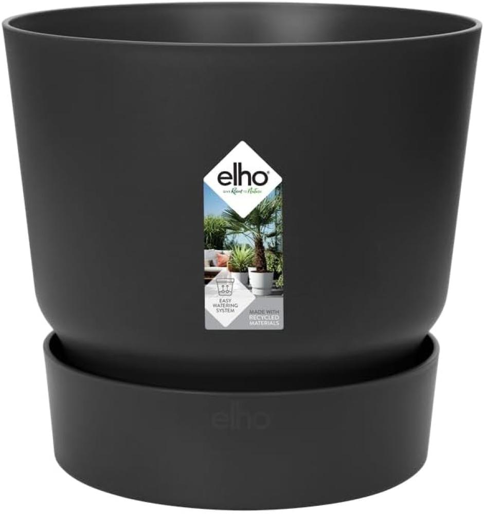 Elho Greenville Rund 16 - Blumentopf für Außen - Ø 16 x H 15. 3 - Living Schwarz, Living Black Bild 1