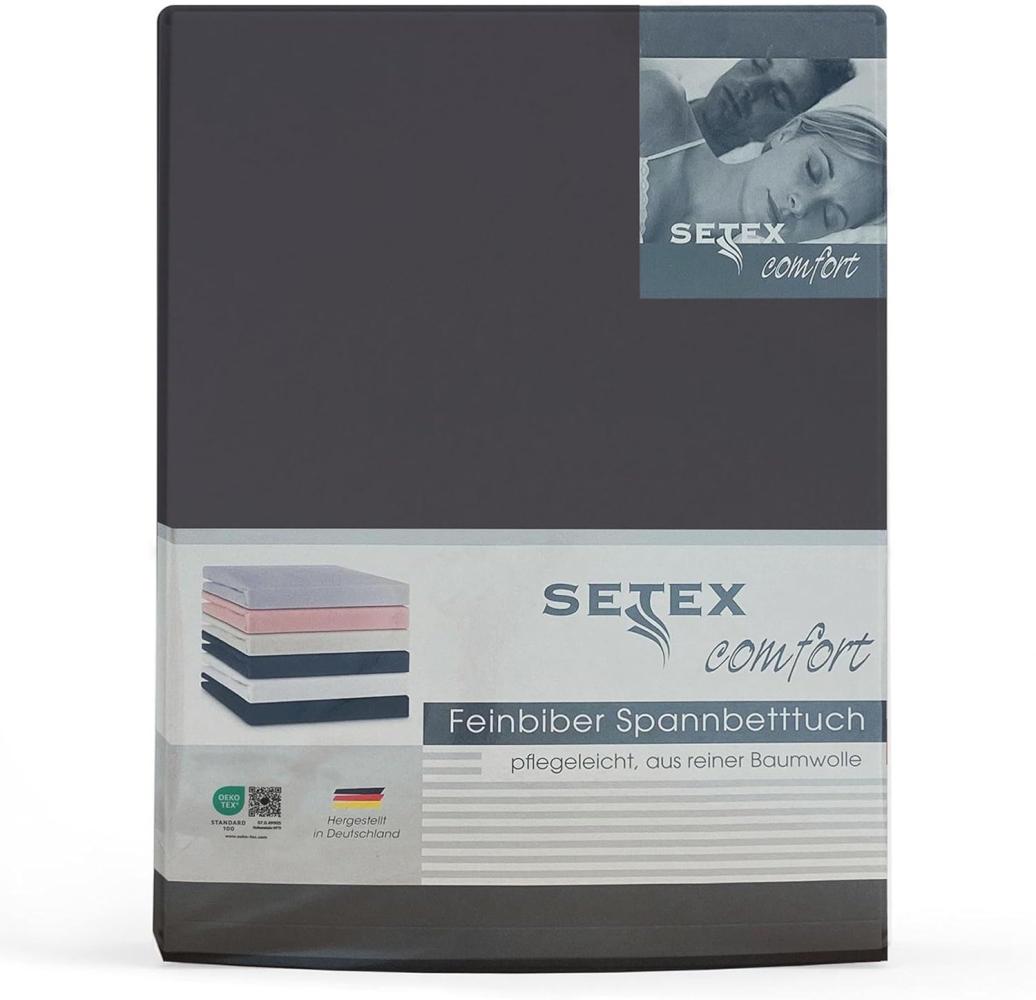 SETEX Feinbiber Spannbettlaken, 90 x 200 cm großes Spannbetttuch, 100 % Baumwolle, Bettlaken in Anthrazit Bild 1