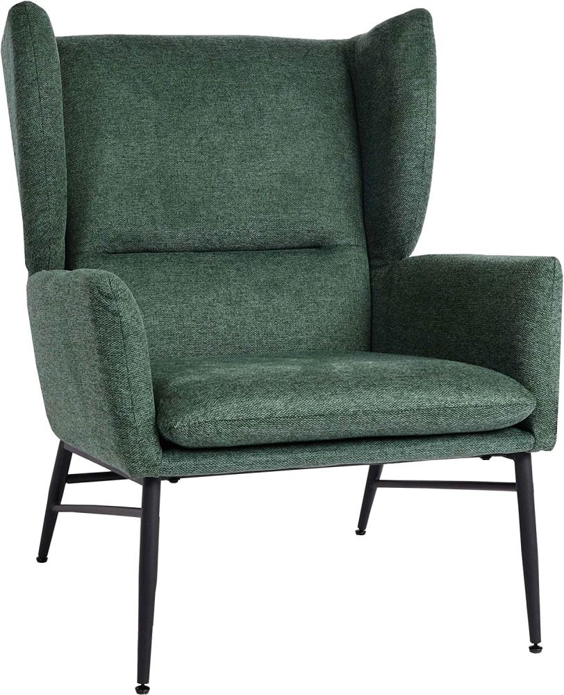 Lounge-Sessel HWC-L62, Ohrensessel Cocktailsessel Sessel Polstersessel, Stoff/Textil Metall ~ grün Bild 1