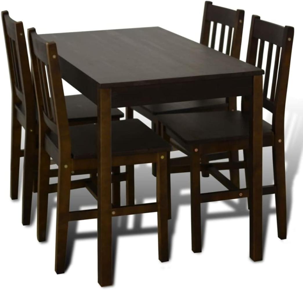 Esstisch Holztisch mit 4 Holzstühlen Esszimmerset braun Bild 1