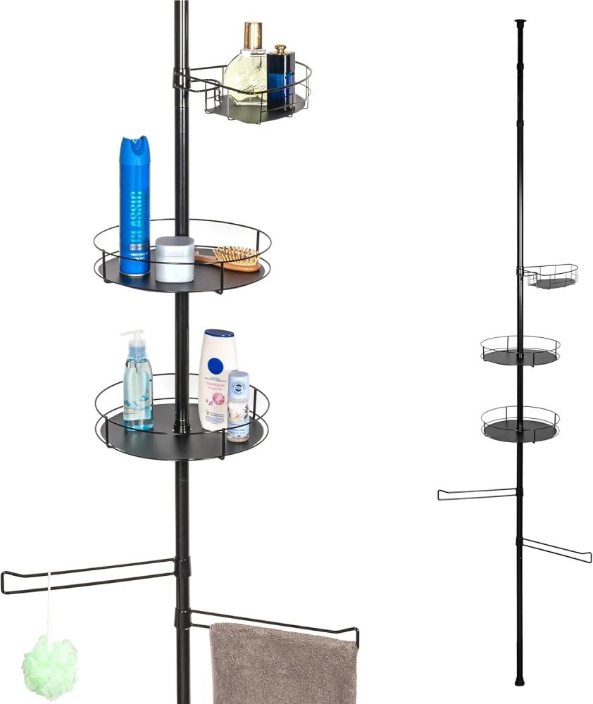 bremermann Teleskopregal Teleskop-Badregal, 3 Körbe, 2 Stangen, bis max. ca. 290 cm, schwarz Bild 1