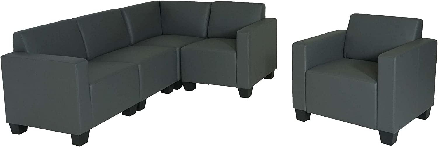 Modular Sofa-System Couch-Garnitur Lyon 4-1, Kunstleder ~ dunkelgrau Bild 1