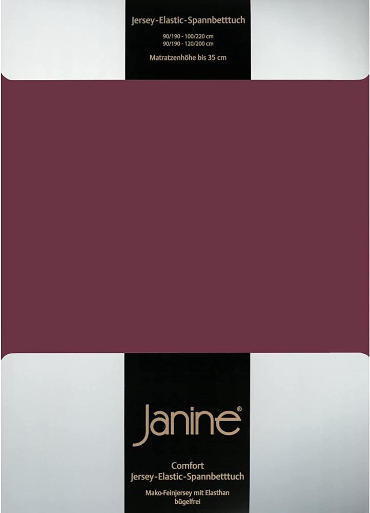 Janine Design Jersey Elastic Spannbetttuch Burgund, 90x190 cm - 100x220 cm Bild 1