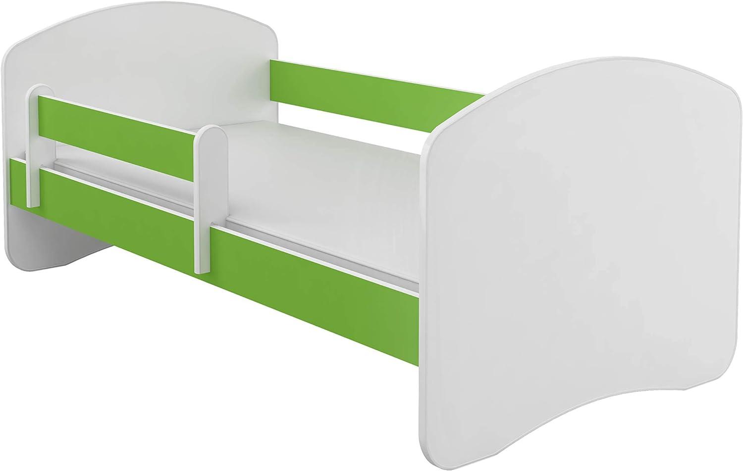 Kinderbett Jugendbett mit einer Schublade und Matratze Weiß ACMA II (140x70 cm, Grün) Bild 1