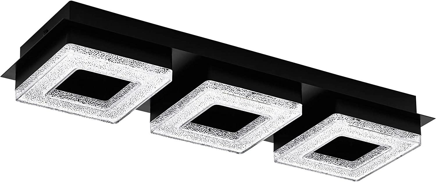 Eglo 99325 Deckenleuchte FRADELO 1 LED 3X4W Stahl, Kunststoff schwarz, Kristall klar L:46cm B:14cm H:6cm 3000K Bild 1