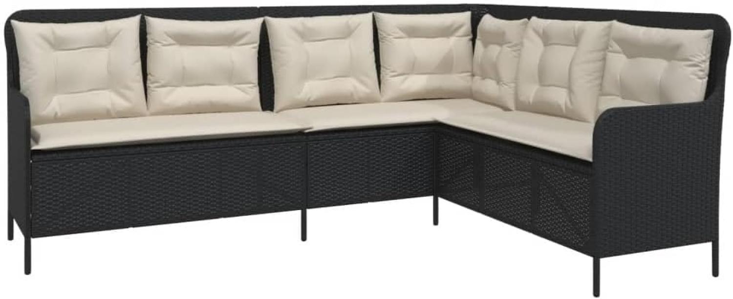 Gartensofa in L-Form mit Kissen Schwarz Poly Rattan 369000 Bild 1