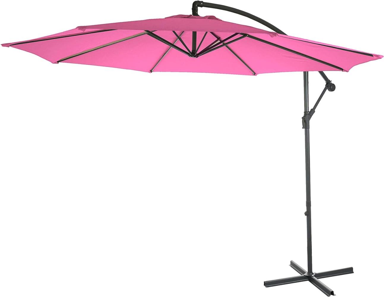 Ampelschirm Acerra, Sonnenschirm Sonnenschutz, Ø 3m neigbar, Polyester/Stahl 11kg ~ pink ohne Ständer Bild 1