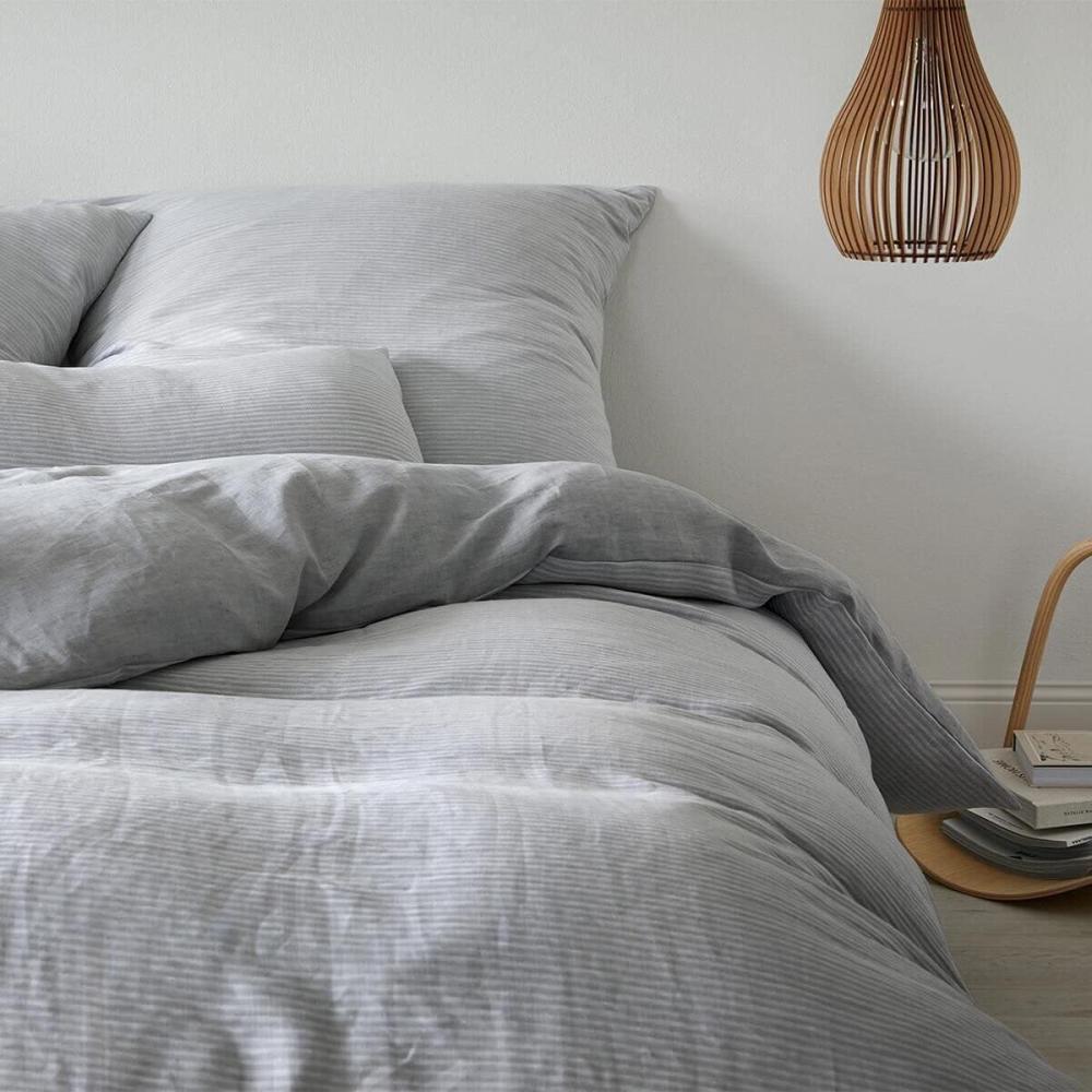 elegante Halbleinen Bettwäsche Whisper hellgrau | Kissenbezug einzeln 40x80 cm Bild 1