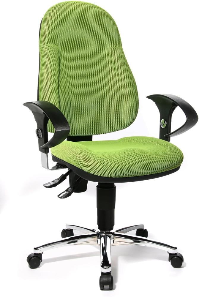 Topstar Wellpoint 10 Deluxe, ergonomischer Bürostuhl, Schreibtischstuhl, Muldensitz, inkl. höhenverstellbare Armlehnen, Stoffbezug apfelgrün Bild 1