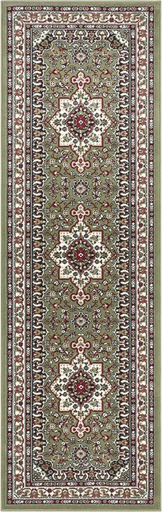 Orientalischer Kurzflor Teppich Parun Täbriz Grün - 80x250x0,9cm Bild 1