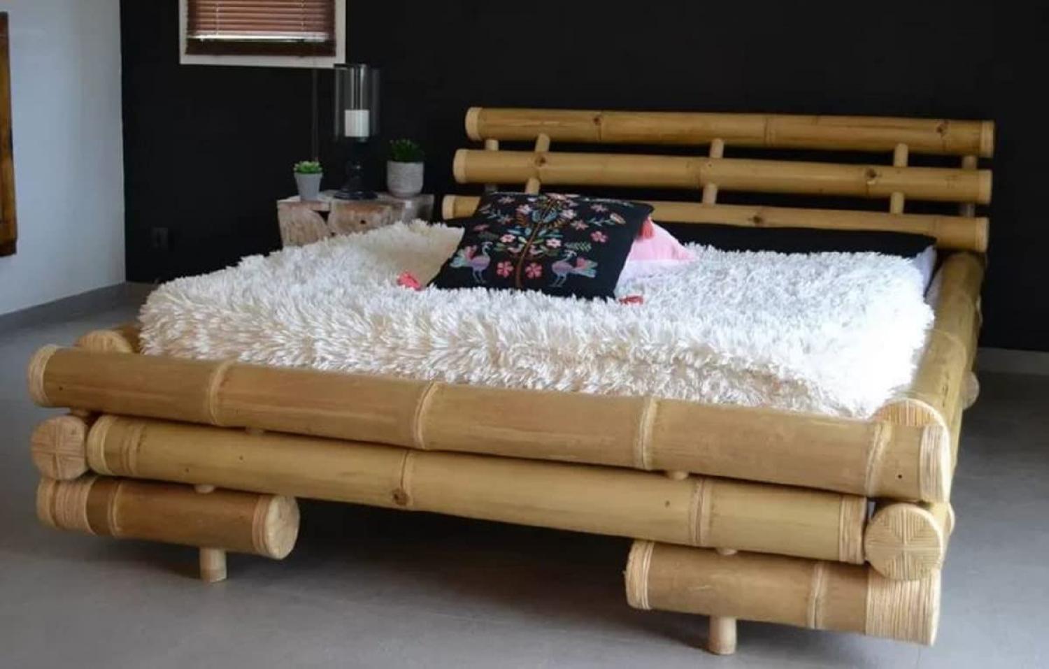 Casa Padrino Luxus Doppelbett Naturfarben 190 x 245 x H. 70 cm - Bambus Bett - Schlafzimmer Möbel - Bambus Möbel - Luxus Möbel - Luxus Einrichtung Bild 1