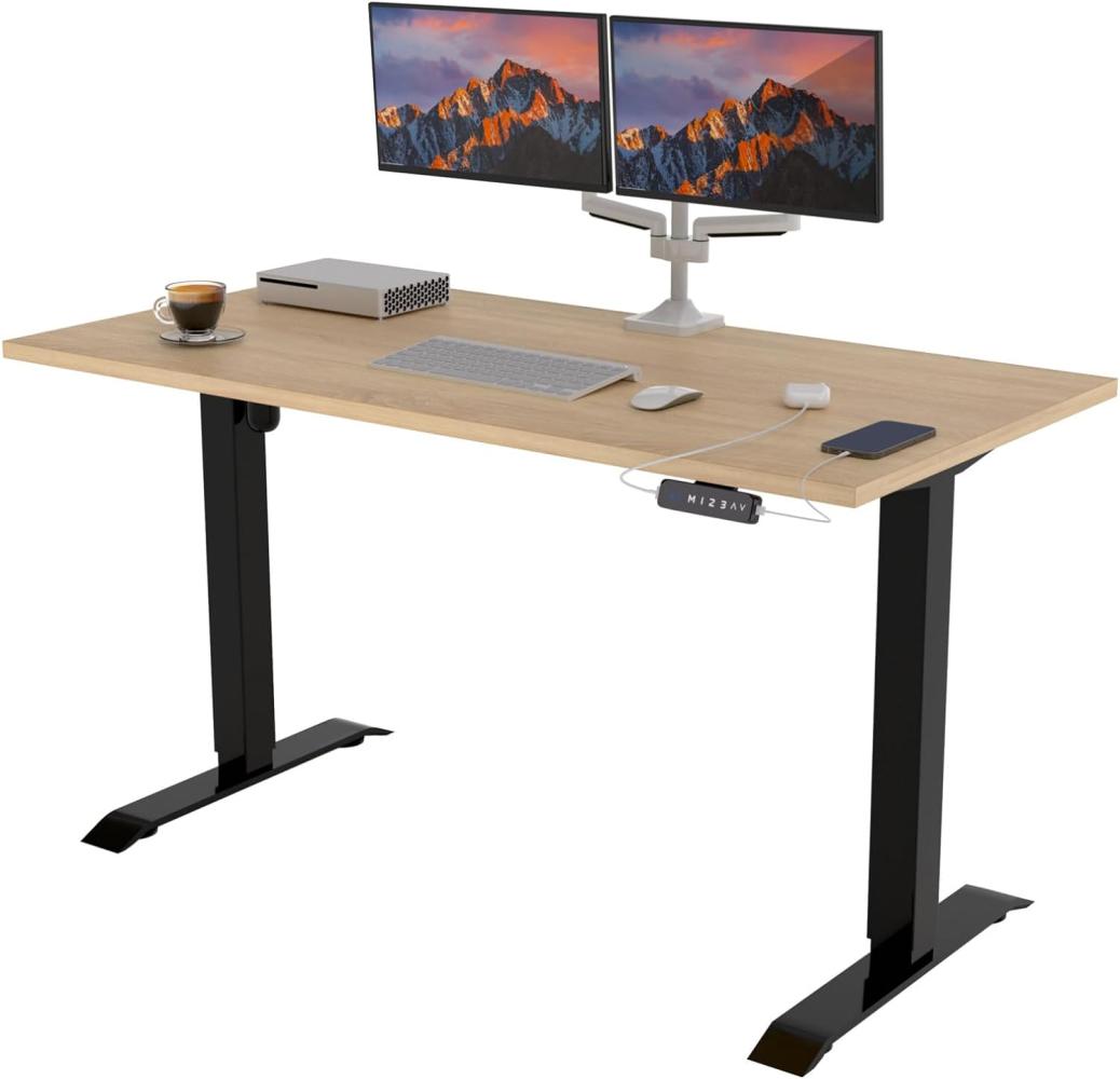 POKAR Höhenverstellbarer Schreibtisch Höhenverstellbar Elektrisch Bürotisch mit Tischplatte (Eichen Sonoma, 160 x 80) Bild 1