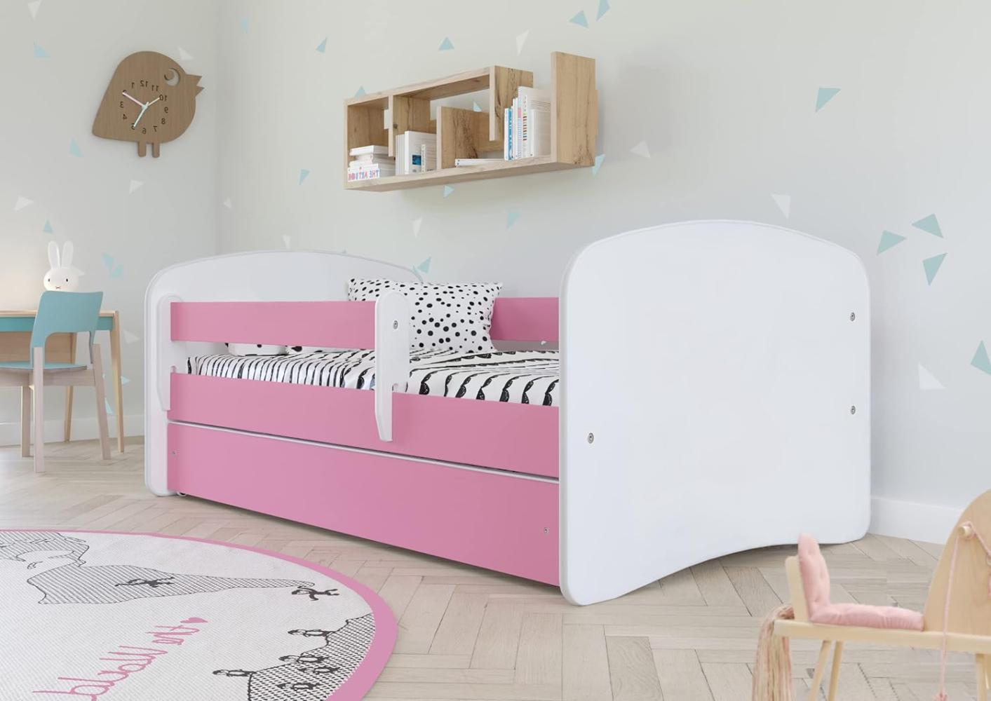 Kocot Kids Einzelbett pink/weiß 80x160 cm inkl. Rausfallschutz, Matratze, Schublade und Lattenrost Bild 1