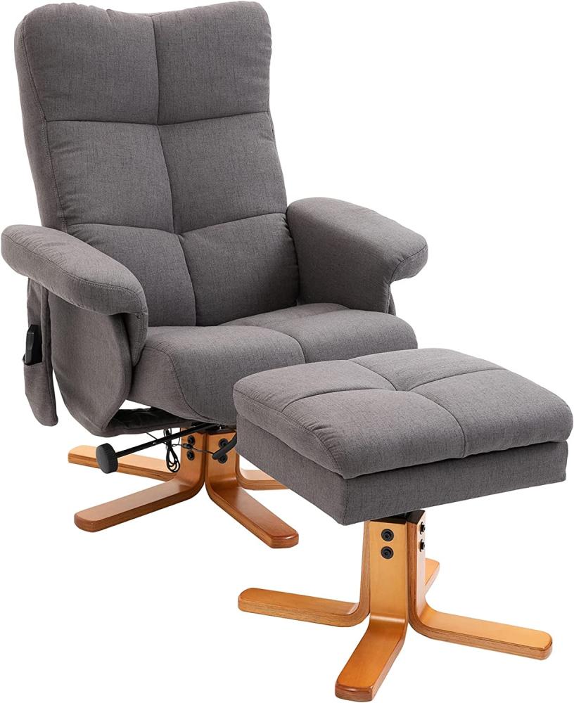 HOMCOM Massagesessel mit Fußhocker Relaxsessel Fernsehsessel TV Sessel 145°-Neigung Polyester Dunkelgrau 80 x 86 x 99 cm Bild 1