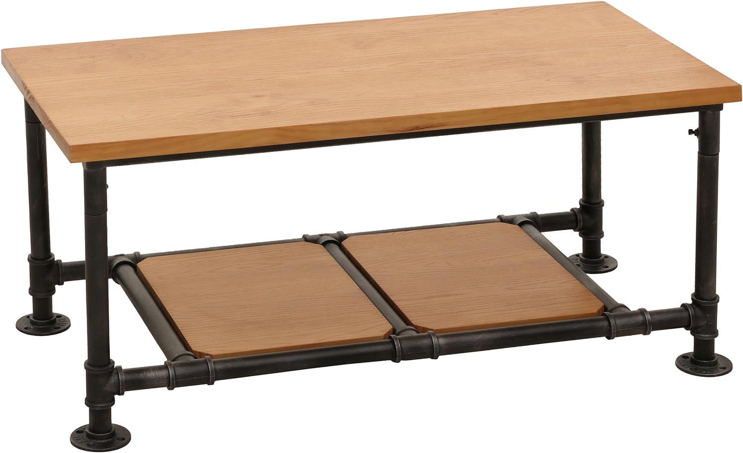 Couchtisch HWC-N27, Wohnzimmertisch Tisch Sofatisch Beistelltisch, Industrial Massiv-Holz Metall 48x100x50cm ~ natur Bild 1